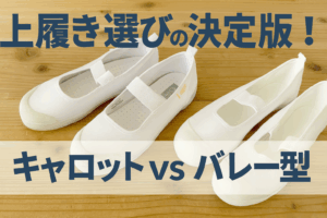 ムーンスターキャロットとバレー型の上履き写真