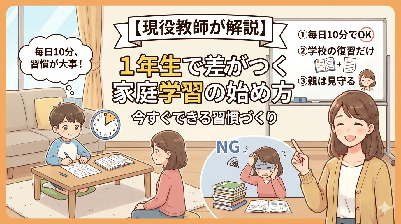 1年生で差がつく家庭学習の始め方を解説する現役教師